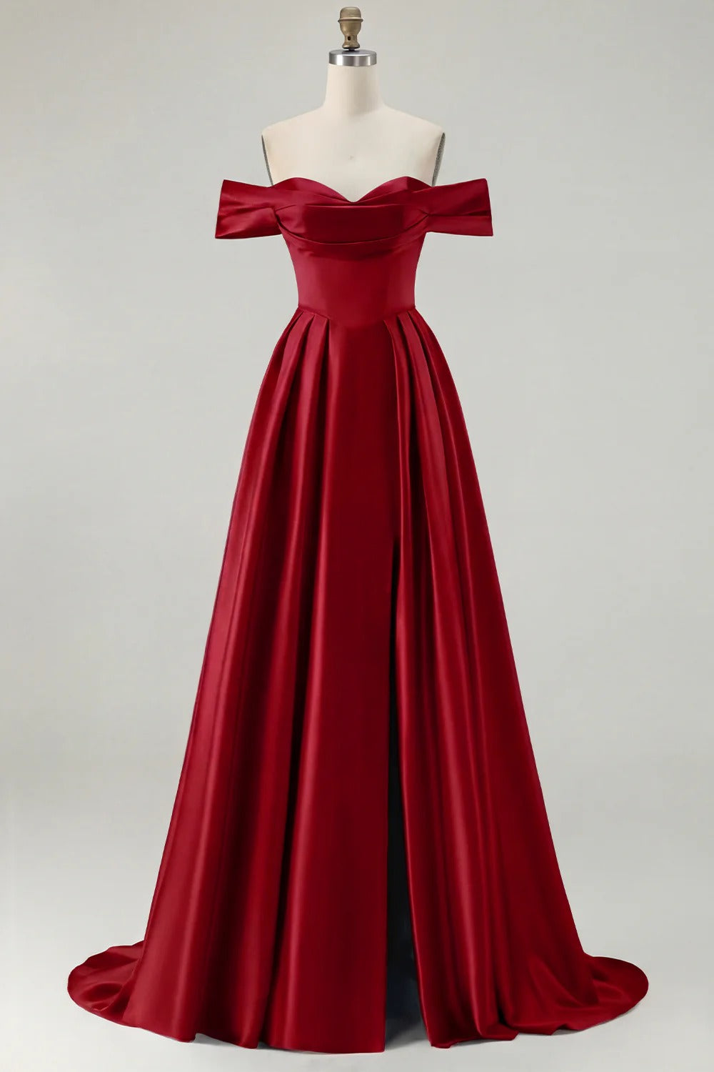 HEULORIA Off-the-Shoulder Satin A-Line Prom Dress with Slit ED-533