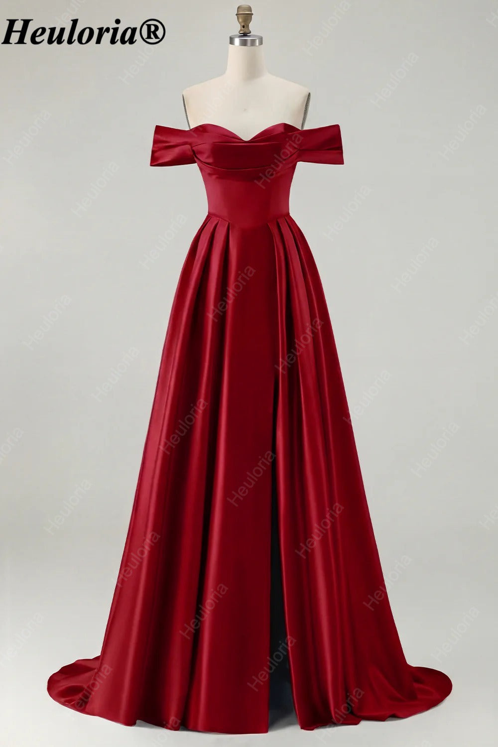 HEULORIA Off-the-Shoulder Satin A-Line Prom Dress with Slit ED-533