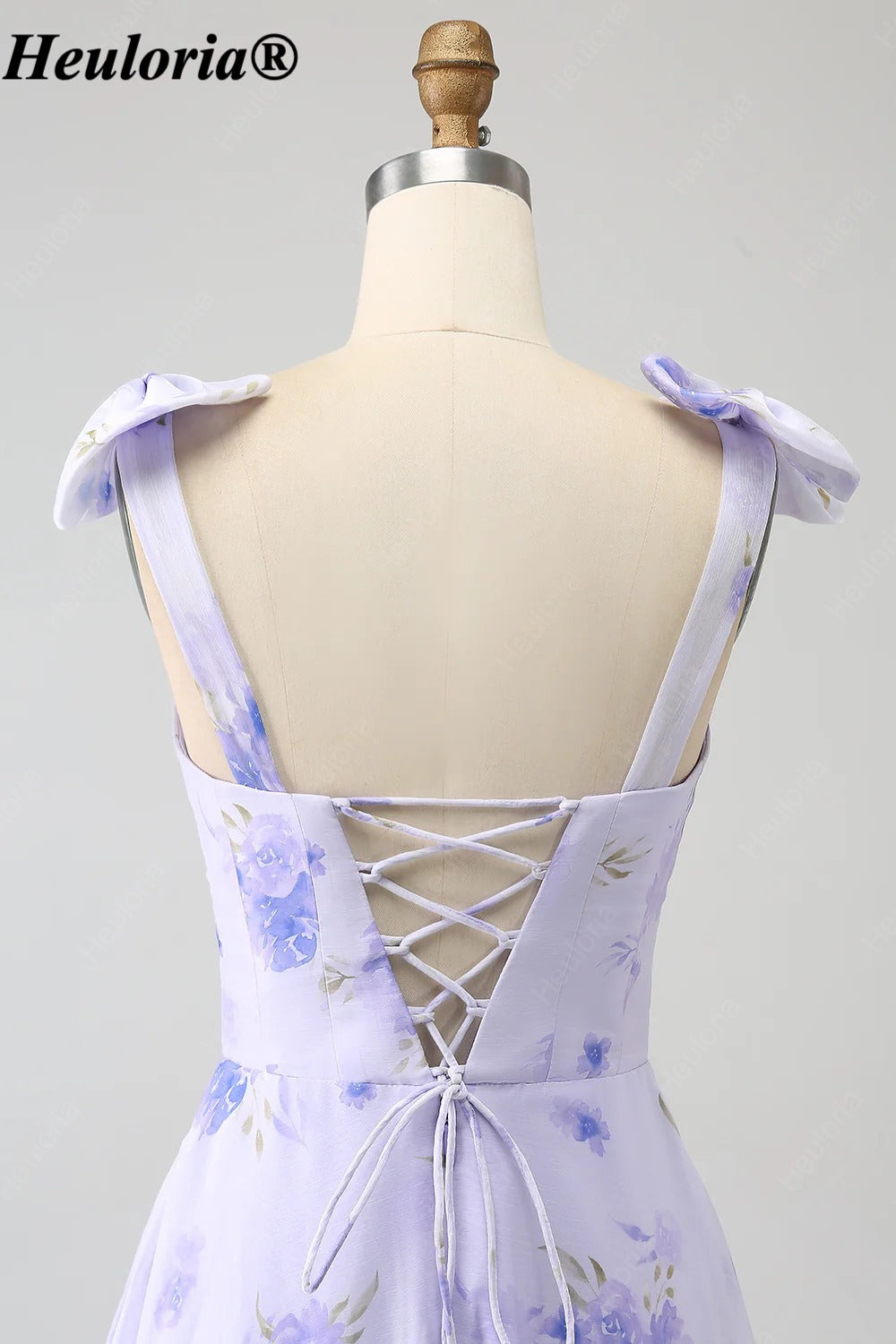 heuloria-Lilac Floral Bow Shoulder Tiered Dress with Lace-Up Back-ed-557