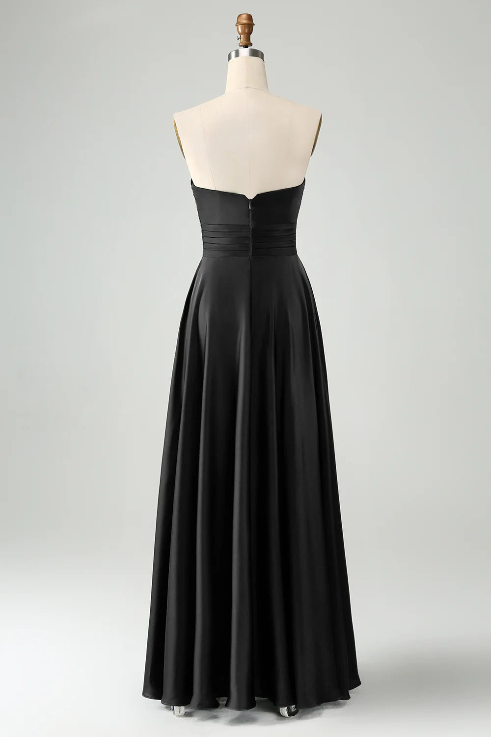 HEULORIA Strapless Twisted Knot Cut-Out Satin A-Line Floor-Length Bridesmaid & Evening Gown ED-265