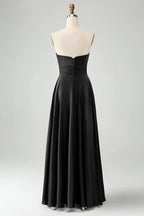 HEULORIA Strapless Twisted Knot Cut-Out Satin A-Line Floor-Length Bridesmaid & Evening Gown ED-265