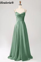 HEULORIA Cowl Neck Satin A-Line Bridesmaid Dress with Embellished Trim ED-361