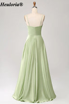 HEULORIA Cowl Neck Satin A-Line Bridesmaid Dress with Embellished Trim ED-361