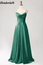 HEULORIA Cowl Neck Satin A-Line Bridesmaid Dress with Embellished Trim ED-361