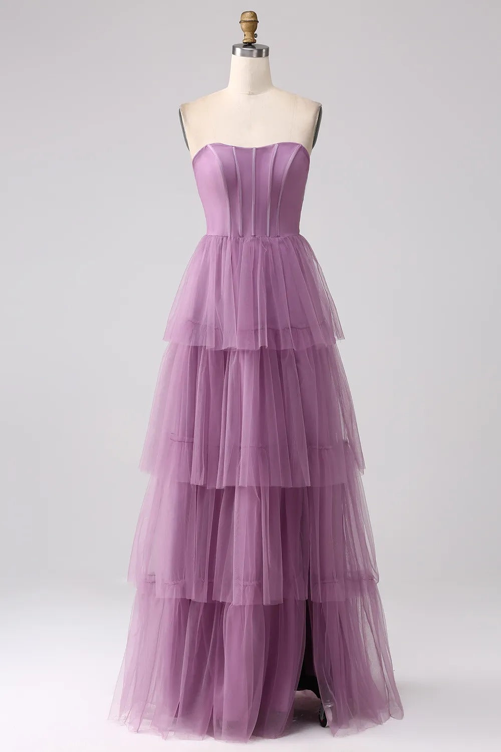 HEULORIA Romantic Tiered Tulle Corset Gown with Ruffled Straps and Lace-Up Back Formal Dress ED-226