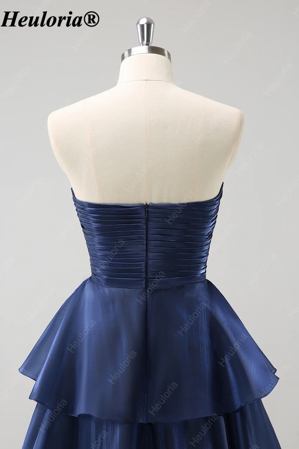 heuloria-Dark Navy Strapless Pleated Tiered A-Line Gown-ed-562