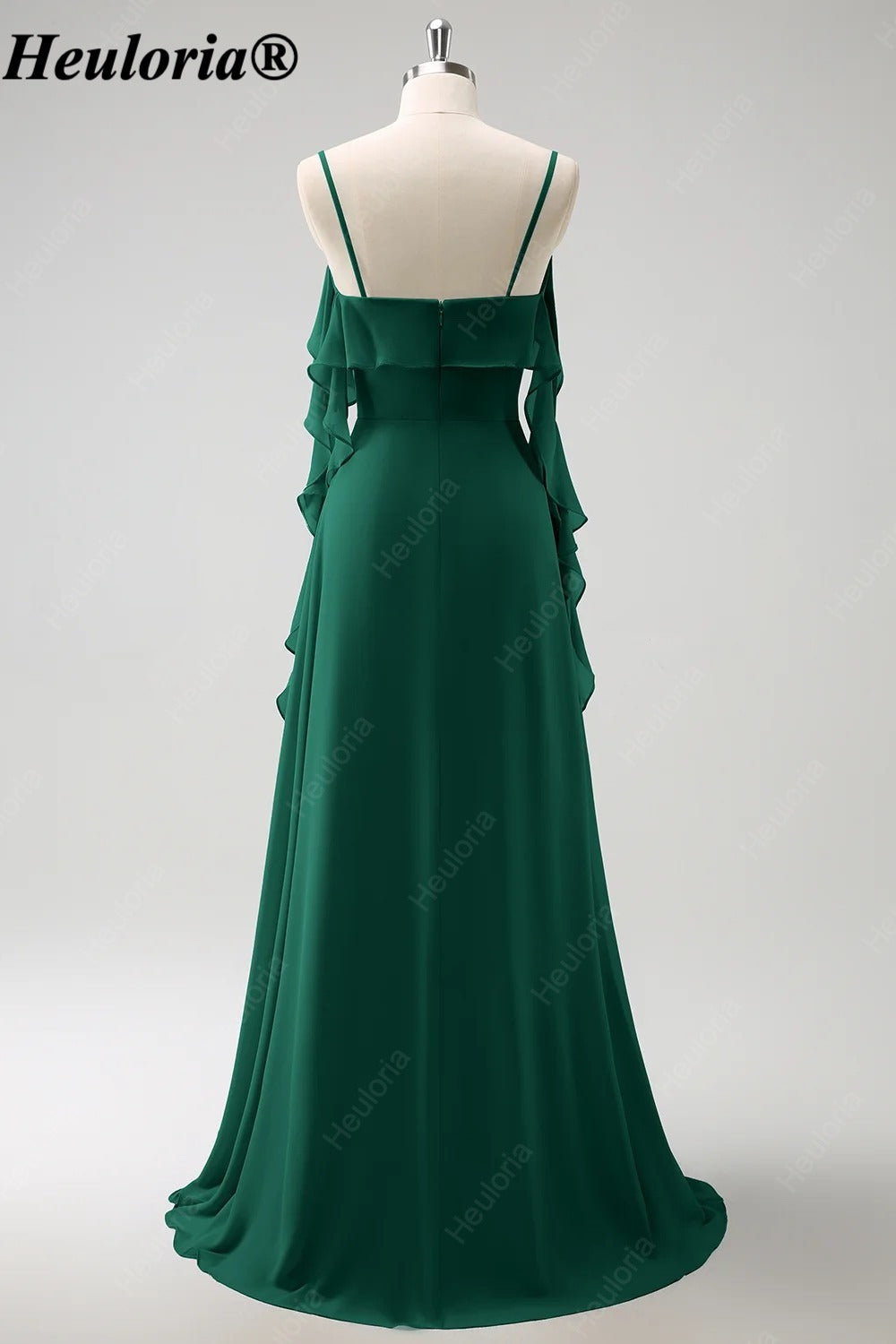 HEULORIA Ruffled Chiffon Bridesmaid Dress with Cascading Drapes | ED-1021