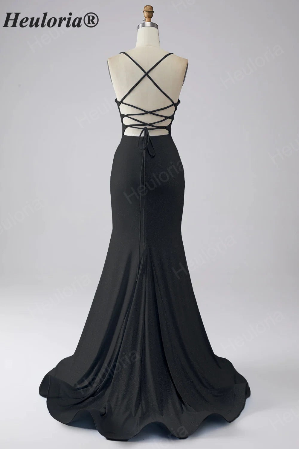 HEULORIA Sparkling Cowl Neck Mermaid Prom Dress with High Slit and Lace-Up Back ED-653