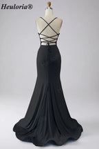 HEULORIA Sparkling Cowl Neck Mermaid Prom Dress with High Slit and Lace-Up Back ED-653