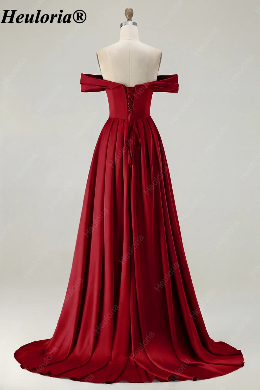 HEULORIA Off-the-Shoulder Satin A-Line Prom Dress with Slit ED-533