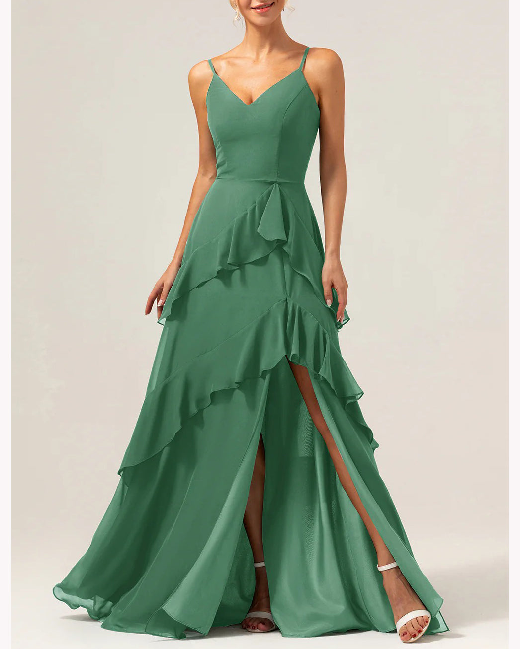 heuloria-dV-Neck Cascading Ruffle Bridesmaid Dress with Slit-ed-538