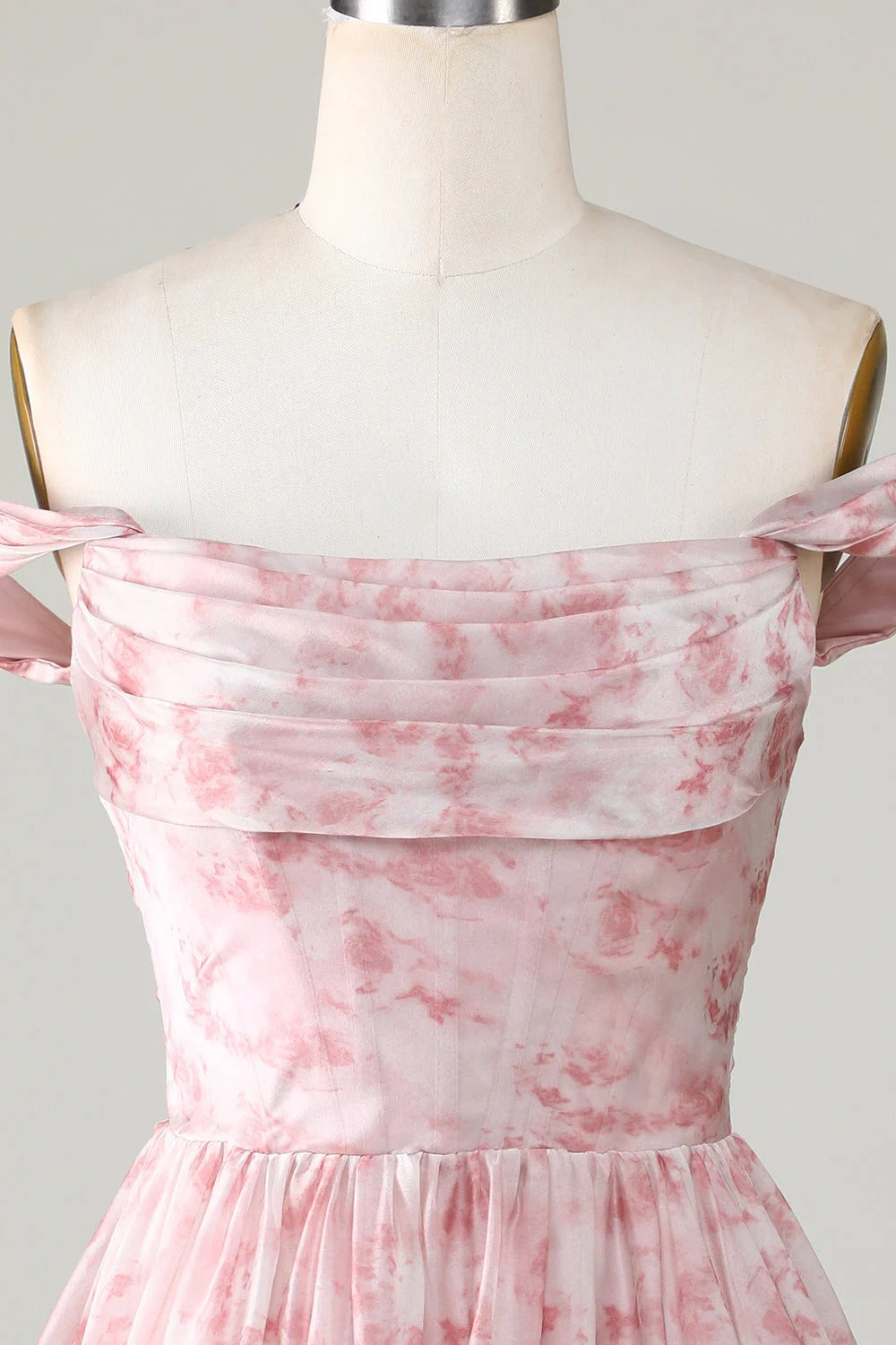HEULORIA Ethereal Watercolor Floral Off-the-Shoulder Tiered Mini Dress ED-600