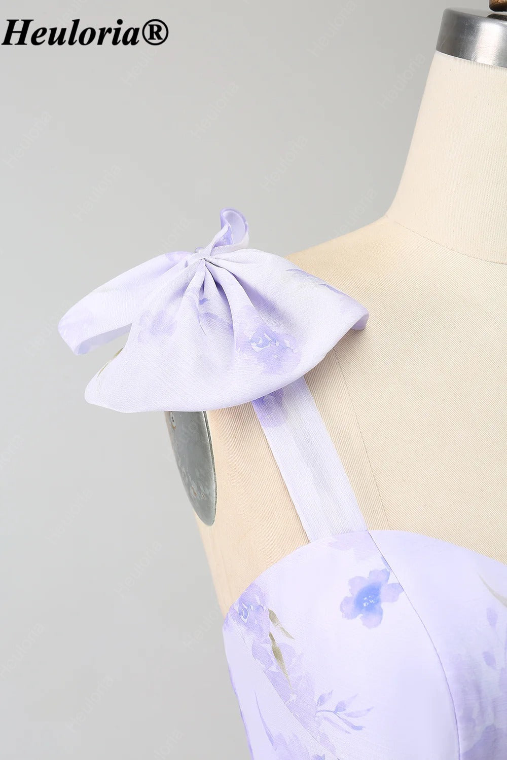 heuloria-Lilac Floral Bow Shoulder Tiered Dress with Lace-Up Back-ed-557