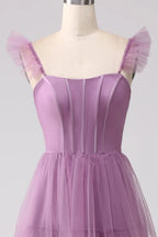 HEULORIA Romantic Tiered Tulle Corset Gown with Ruffled Straps and Lace-Up Back Formal Dress ED-226
