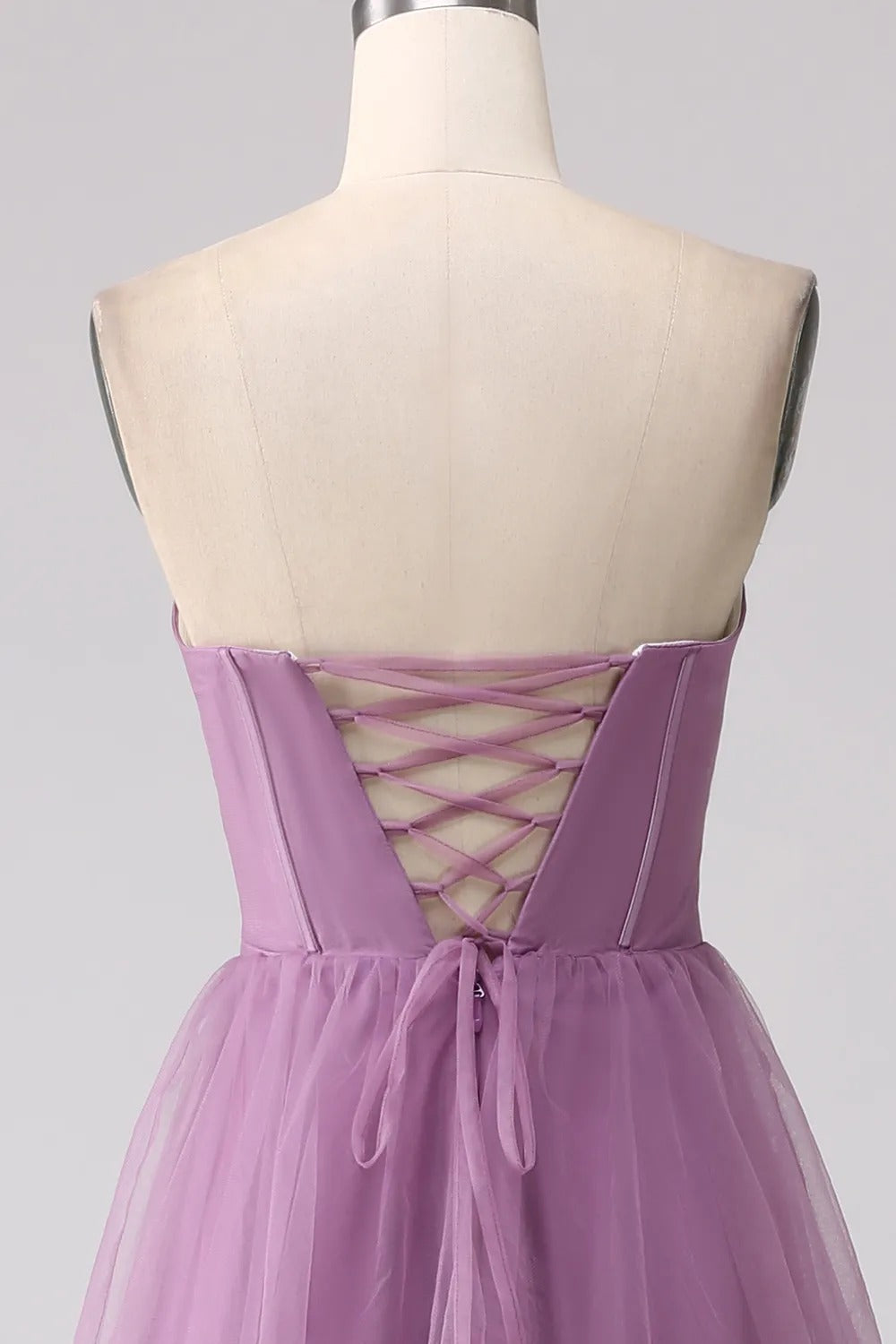 HEULORIA Romantic Tiered Tulle Corset Gown with Ruffled Straps and Lace-Up Back Formal Dress ED-226