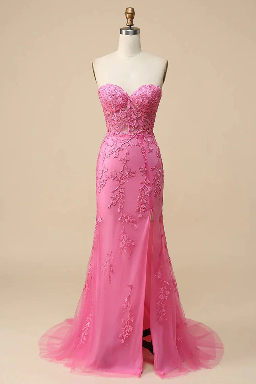 HEULORIA Enchanting Lavender Lace Mermaid Prom Dress with Slit and Corset Back ED-237