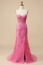 HEULORIA Enchanting Lavender Lace Mermaid Prom Dress with Slit and Corset Back ED-237