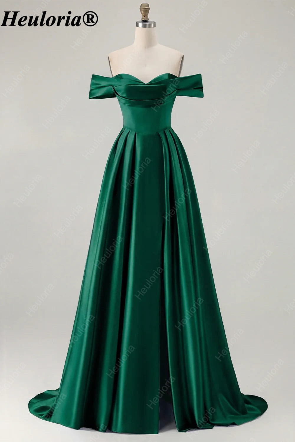 HEULORIA Off-the-Shoulder Satin A-Line Prom Dress with Slit ED-533