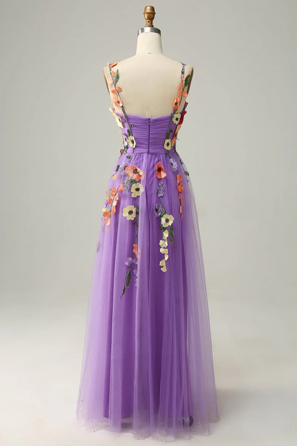 Heuloria Enchanted Garden 3D Floral Appliqué Tulle Prom Dress - Whimsical A-Line Formal Gown ED-585