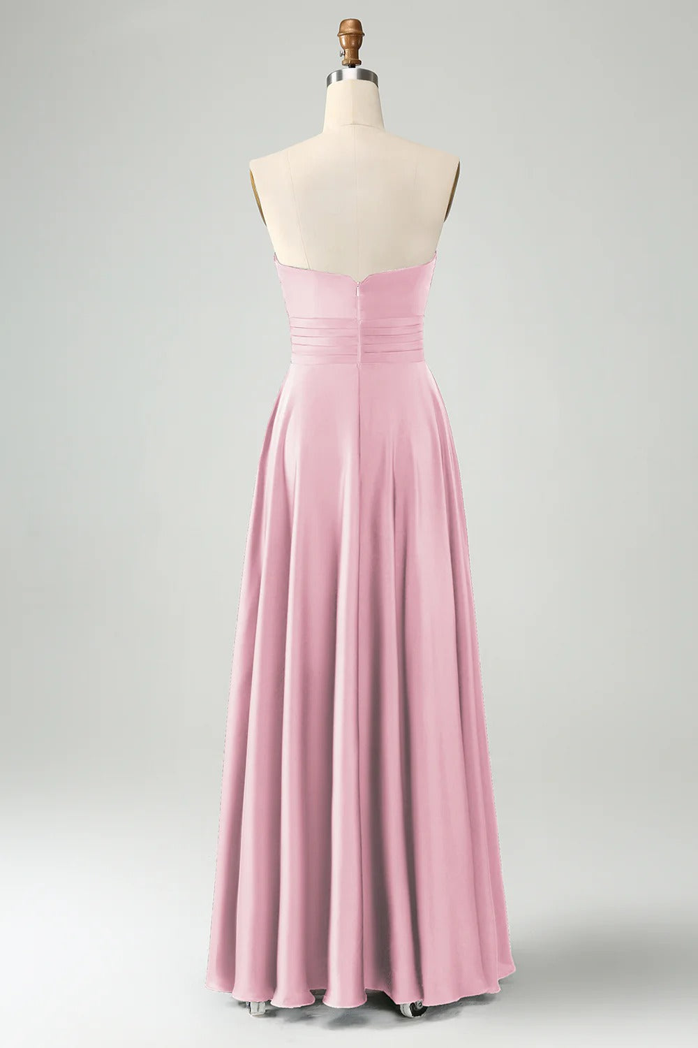 HEULORIA Strapless Twisted Knot Cut-Out Satin A-Line Floor-Length Bridesmaid & Evening Gown ED-265