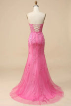 HEULORIA Enchanting Lavender Lace Mermaid Prom Dress with Slit and Corset Back ED-237