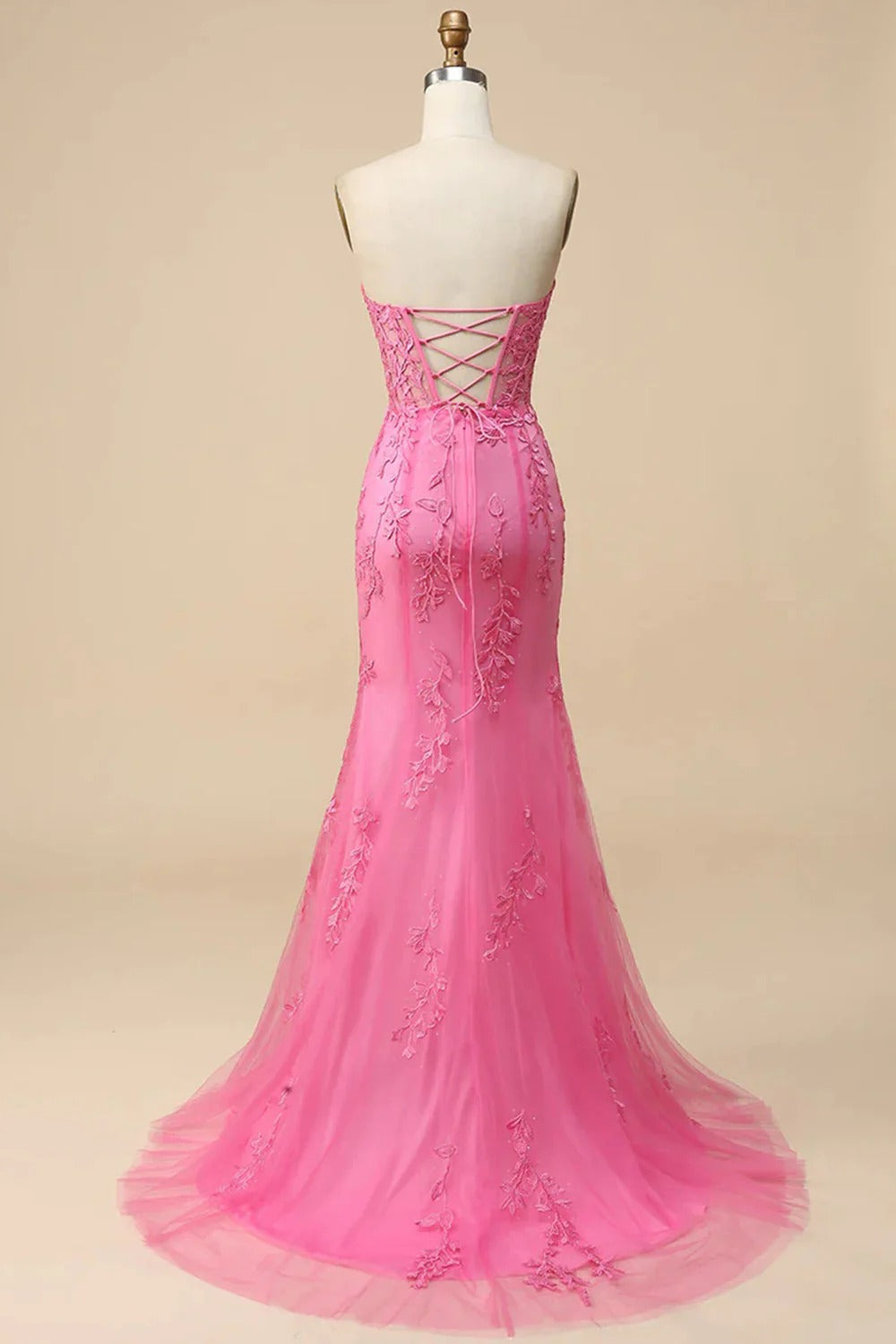 HEULORIA Enchanting Lavender Lace Mermaid Prom Dress with Slit and Corset Back ED-237