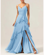 heuloria-dV-Neck Cascading Ruffle Bridesmaid Dress with Slit-ed-538