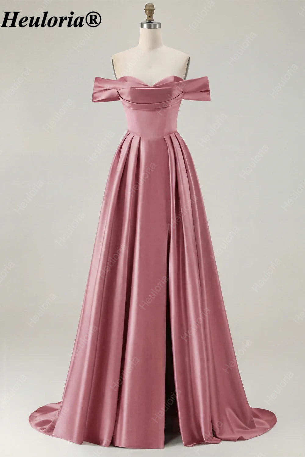 HEULORIA Off-the-Shoulder Satin A-Line Prom Dress with Slit ED-533