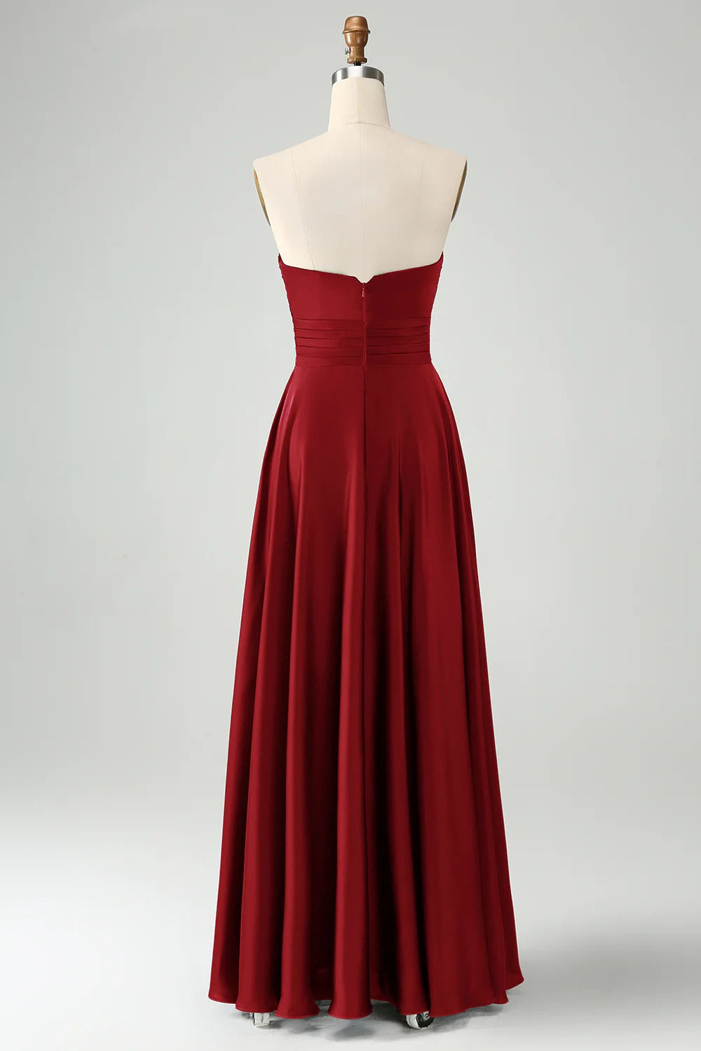 HEULORIA Strapless Twisted Knot Cut-Out Satin A-Line Floor-Length Bridesmaid & Evening Gown ED-265
