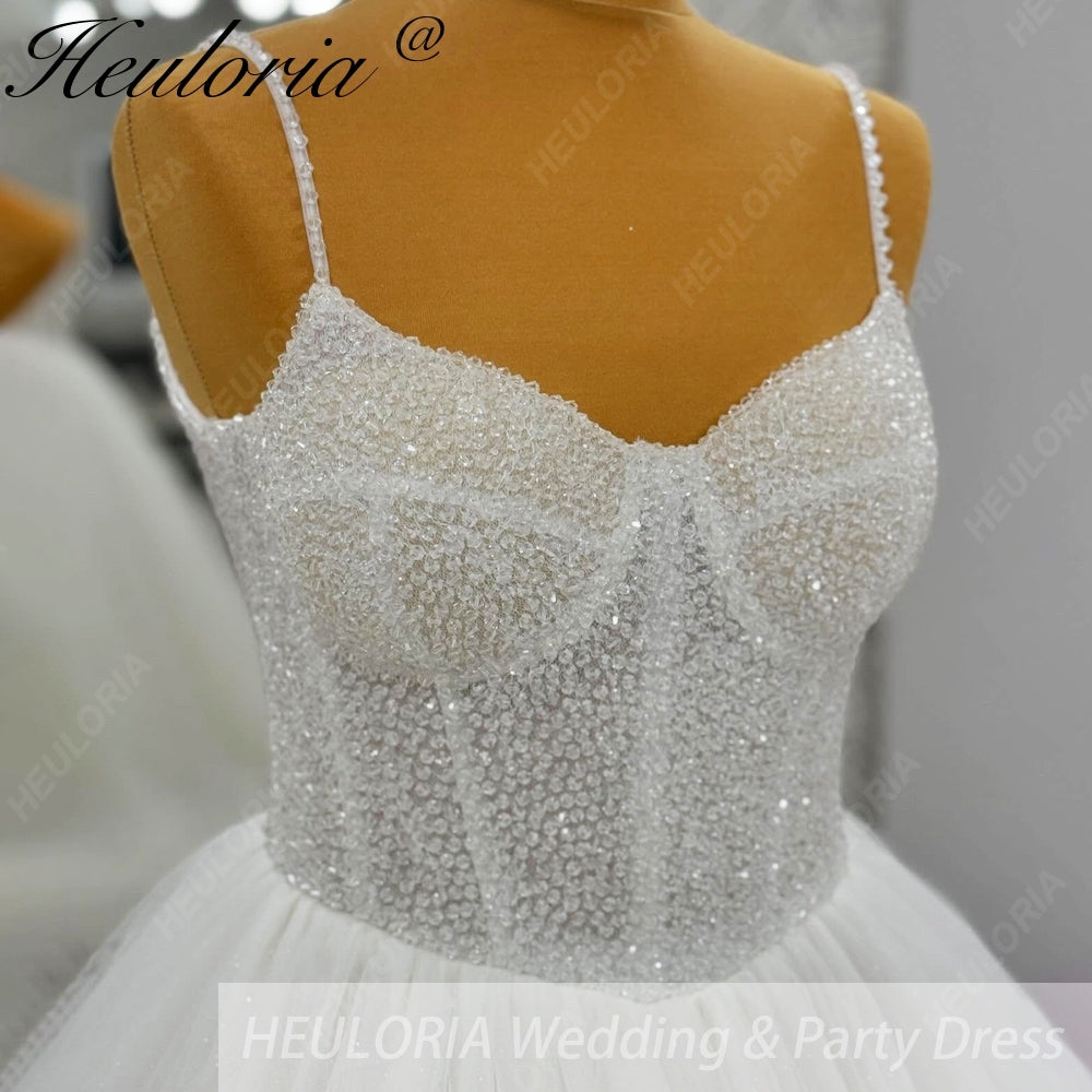HEULORIA Sparkling Beaded Corset Ball Gown Wedding Dress: Luxury Shimmer Tulle & Delicate Beaded Straps AL-1058
