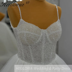 HEULORIA  elegant A line wedding dress Spaghetti Strap lace applique bridal dress Robe De Mariee Wedding Bride Dress AL-1058