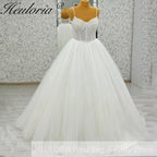 HEULORIA Sparkling Beaded Corset Ball Gown Wedding Dress: Luxury Shimmer Tulle & Delicate Beaded Straps AL-1058