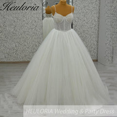 HEULORIA  elegant A line wedding dress Spaghetti Strap lace applique bridal dress Robe De Mariee Wedding Bride Dress AL-1058