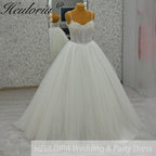 HEULORIA  elegant A line wedding dress Spaghetti Strap lace applique bridal dress Robe De Mariee Wedding Bride Dress AL-1058