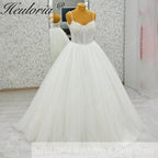 HEULORIA Sparkling Beaded Corset Ball Gown Wedding Dress: Luxury Shimmer Tulle & Delicate Beaded Straps AL-1058