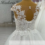 HEULORIA V Neck Sleeveless A lineWedding Dress Boho Lace Appliques Tulle Long Bridal Gowns Backless Vestidos de Novia Customized AL-1042