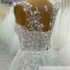 HEULORIA V Neck Sleeveless A line Wedding Dress Boho Lace Appliques Tulle Long Bridal Gowns Backless Vestidos de Novia Customized AL-1099