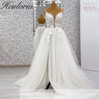 HEULORIA  elegant A line wedding dress Spaghetti Strap lace applique bridal dress Robe De Mariee Wedding Bride Dress AL-1077