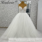 HEULORIA  elegant A line wedding dress Spaghetti Strap lace applique bridal dress Robe De Mariee Wedding Bride Dress AL-1098