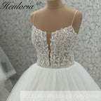 HEULORIA  elegant A line wedding dress Spaghetti Strap lace applique bridal dress Robe De Mariee Wedding Bride Dress AL-1044