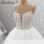 HEULORIA Ethereal Illusion Deep V-Neck Lace & Tulle Ballgown Wedding Dress with Shimmering Sequins AL-1044