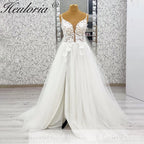 HEULORIA  elegant A line wedding dress Spaghetti Strap lace applique bridal dress Robe De Mariee Wedding Bride Dress AL-1077