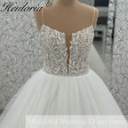 HEULORIA  elegant A line wedding dress Spaghetti Strap lace applique bridal dress Robe De Mariee Wedding Bride Dress AL-1044