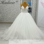 HEULORIA  elegant A line wedding dress Spaghetti Strap lace applique bridal dress Robe De Mariee Wedding Bride Dress AL-1088