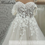 HEULORIA elegant A line wedding dress off shoulder Sparkly Glitter lace bridal dress long sleeve Robe De Mariee Wedding Bride Dress long train AL-1052