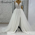HEULORIA  elegant A line wedding dress V neck lace chiffon bridal dress Robe De Mariee Wedding Bride Dress AL-1065