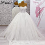 HEULORIA Glittering Sweetheart Corset Ball Gown wedding dress Sparkly Strapless Sequined Bridal Dress BA-1040