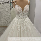 HEULORIA  elegant A line wedding dress Spaghetti Strap lace applique bridal dress Robe De Mariee Wedding Bride Dress AL-1048