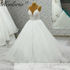 HEULORIA  elegant A line wedding dress Spaghetti Strap lace applique bridal dress Robe De Mariee Wedding Bride Dress AL-1088