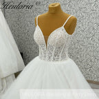 HEULORIA  elegant A line wedding dress Spaghetti Strap lace applique bridal dress Robe De Mariee Wedding Bride Dress AL-1088